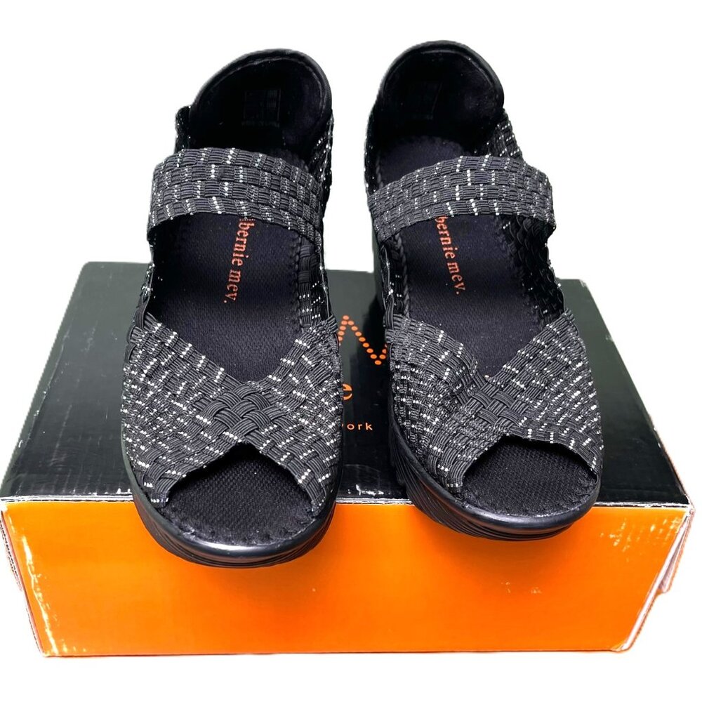 Women's BM Bernie Mev Black and Silver Wedges sz 7.5 NIB - Picture 3 of 5